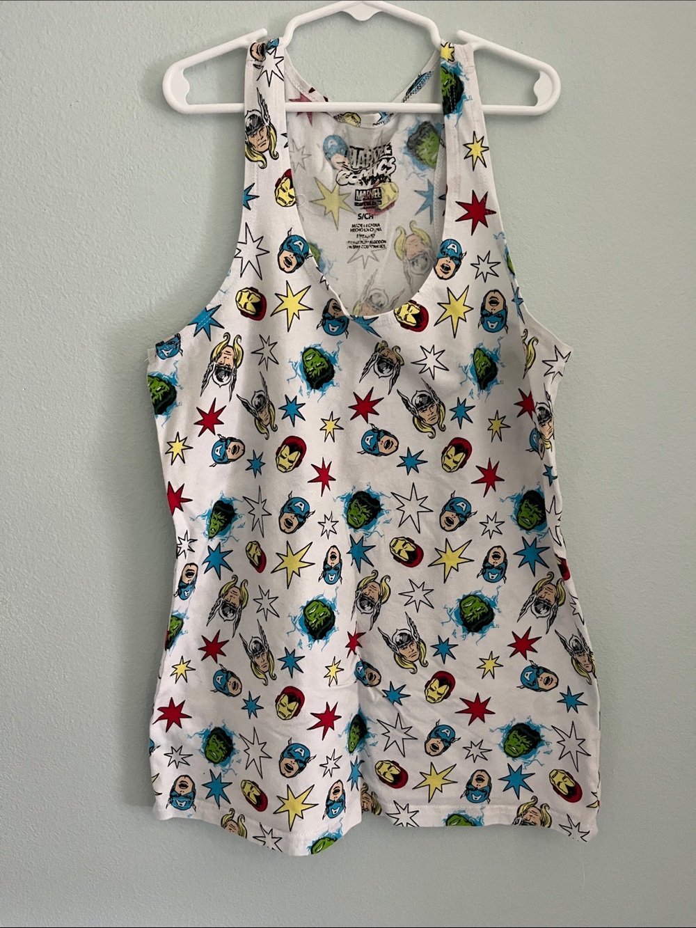 Marvel White Multicolor Superhero Icon Tank Top